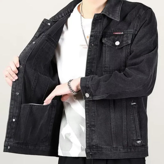 Spring Autumn Denim Jacket Men's Casual Workwear New Trendy High-end Feel Men's Jacket Clothing Regular Length