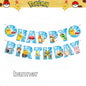 Pokemon Happy Birthday Banner Party Decoration Pikachu Flag banner Baby Shower Kids Boys Favors Gifts