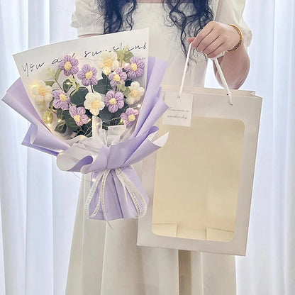 Graduation Bouquet 2025 Crochet Flowers Bouquet Knitted Flowers Artificial Flower Wedding Gift for Guests Valentine's Day Gift