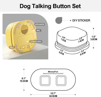 Mewoofun Voice Recording Button Pet Toys Dog Buttons for Communication Pet Training Buzzer Recordable Talking Button with Mat