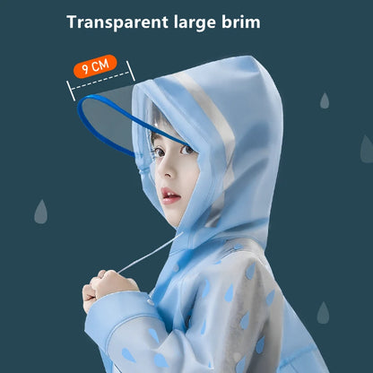 Children Raincoat Girls Boys School Students Backpack Location Waterproof Cartoon Rainwear For 2-12 Years Old Kids