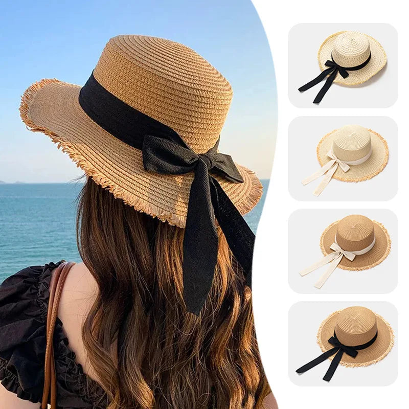 Korean Bow Straw Hat
